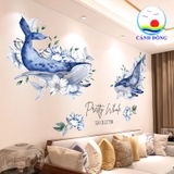 Decal dán tường cá voi xanh – thế giới đại dương phong phú