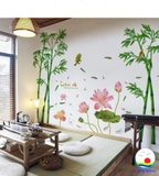 Giấy dán tường combo phong cảnh Việt Nam thiên nhiên yên bình - hoa sen lotus