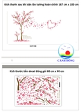 Decal dán tường cây đào hồng dễ thương sang trọng