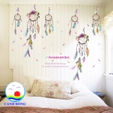 Decal dán tường phòng ngủ dễ thương combo cô gái và dreamcatcher