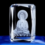 Tượng Phật A Di Đà pha lê ngồi đài sen điêu khắc 3D sang trọng