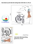 Decal dán tường cô gái dưới hoa đào thơ mộng – combo trang trí
