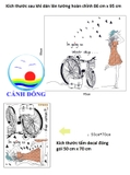 Decal dán tường hoa bồ công anh và cô gái  combo trang trí lãng mạn