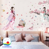 Decal dán tường phong cảnh vườn đào thần tiên