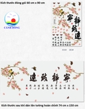 Decal dán tường phong cảnh nghệ thuật hồ sen cành đào chim yến hỷ
