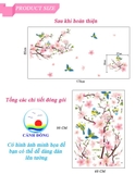 Decal dán tường cành đào hồ sen combo trang trí tết
