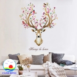Decal dán tường hươu tài lộc bóng đèn phát sáng