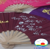 Quạt vải lụa trơn cầm tay quà lưu niệm, du lịch, tổ chức sự kiện - nhận vẽ tay nhanh thư pháp Việt Nam độc đáo