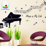 Decal dán tường piano âm nhạc trang trí sang trọng