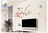 Decal dán tường cô gái dưới hoa đào thơ mộng – combo trang trí