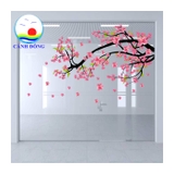 Decal dán kính cành hoa đào nở rộ khoe sắc xuân trang trí tết 2024 - Dán tường, kính, gỗ, mọi mặt phẳng,  sẵn keo dán dễ - IN THEO SIZE YÊU CẦU