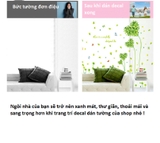 Decal dán tường cỏ trái tim xanh trang trí phòng xanh mát sang trọng