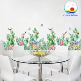 Decal dán tường cây xương rồng bầy chim vui nhộn