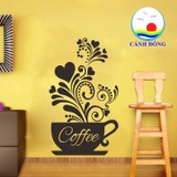 Decal dán tường coffe size lớn hoa văn độc đáo