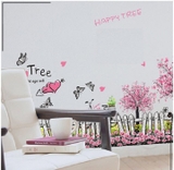 Decal dán tường cây happy tree màu sinh động sang trọng dán được kính, gỗ, tủ sắt