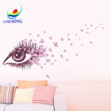 Decal dán tường ĐÔI MẮT LÃNG MẠN - Trang trí SALON đẹp sang trọng