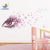 Decal dán tường ĐÔI MẮT LÃNG MẠN - Trang trí SALON đẹp sang trọng