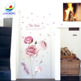 Decal dán tường hoa hồng rose  lãng mạn - không gian phòng đẹp sang trọng, thư giãn