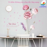 Decal dán tường hoa hồng rose  lãng mạn - không gian phòng đẹp sang trọng, thư giãn