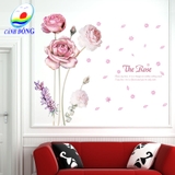 Decal dán tường hoa hồng rose  lãng mạn - không gian phòng đẹp sang trọng, thư giãn