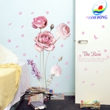 Decal dán tường hoa hồng rose  lãng mạn - không gian phòng đẹp sang trọng, thư giãn