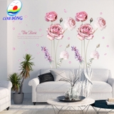 Decal dán tường hoa hồng rose  lãng mạn - không gian phòng đẹp sang trọng, thư giãn