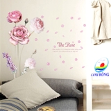 Decal dán tường hoa hồng rose  lãng mạn - không gian phòng đẹp sang trọng, thư giãn
