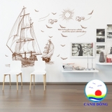 Decal dán tường cô gái ngắm cảnh biển combo trang trí mới lạ