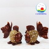 Tượn cá chép vàng đính đá vảy hoa hồng tinh tế trang trí phong thủy sang trọng - 1 cặp