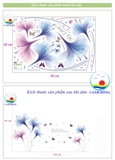 Decal dán tường hoa tím lá xanh lãng mạn sang trọng