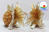 Tượn cá chép vàng đính đá vảy hoa hồng tinh tế trang trí phong thủy sang trọng - 1 cặp