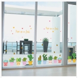 Decal dán tường chậu cây xương rồng cute
