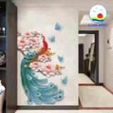 Decal dán tường đôi chim công khổng tước sang trọng