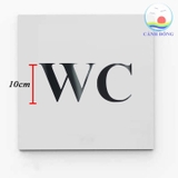 Decal dán cửa chữ WC gương Acrylic đen bóng chữ cao 10 cm sang trọng