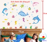 Decal dán tường bé thế giới cá đại dương ngộ nghĩnh