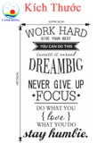 Giấy dán tường chữ truyền động lực WORK HARD - DREAM BIG