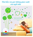 Giấy dán tường CỎ BỐN LÁ trang trí phòng XANH MÁT - SANG TRỌNG