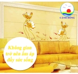 Giấy dán tường HOA SEN VÀNG KHÔNG GIAN TÂM TỊNH - SANG TRỌNG