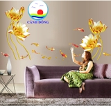 Giấy dán tường HOA SEN VÀNG KHÔNG GIAN TÂM TỊNH - SANG TRỌNG