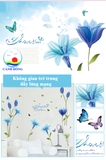 Giấy dán tường hoa xanh không gian phòng sang trọng