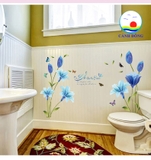 Giấy dán tường hoa xanh không gian phòng sang trọng