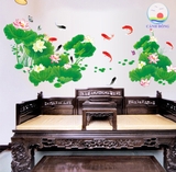 Giấy dán tường phòng ngủ hồ sen phong thủy lãng mạn
