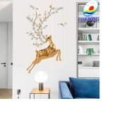 Giấy dán tường trang trí hươu vàng thịnh vượng - đẹp sang trọng