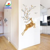 Giấy dán tường trang trí hươu vàng thịnh vượng - đẹp sang trọng