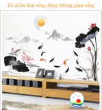 Giấy dán tường trang trí phòng khách HỒ SEN SANG TRỌNG