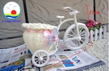 Giỏ hoa xe đạp trang trí 22cm bánh xe di chuyển linh động