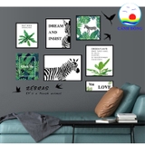 Decal dán tường khung tranh lá xanh green life