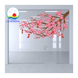 Decal dán kính cành hoa đào nở rộ khoe sắc xuân trang trí tết 2024 - Dán tường, kính, gỗ, mọi mặt phẳng,  sẵn keo dán dễ - IN THEO SIZE YÊU CẦU