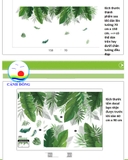 Decal dán tường khung tranh lá xanh green life