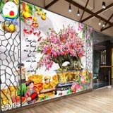 Decal dán tường hoa mai hoa đào rước hỷ lộc tài vào nhà, trang trí cửa hàng sang trọng - in theo size yêu cầu trên nhiều chất liệu - sẵn keo dán dễ